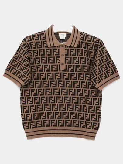 Kids FF Motif Polo Short Sleeve T-Shirt Brown - FENDI - BALAAN 2