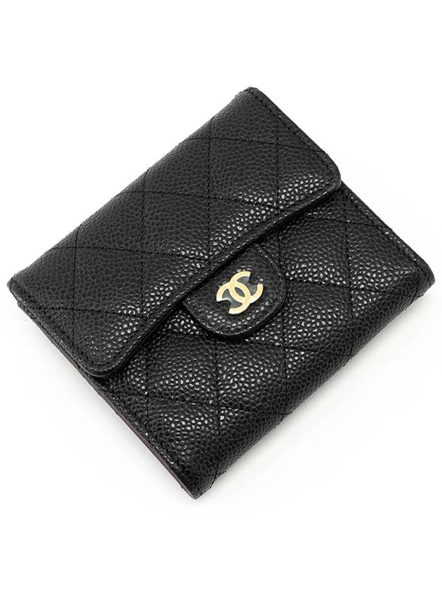 Classic small caviar flap wallet black gold AP0231 - CHANEL - BALAAN 4