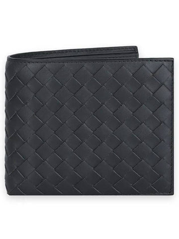 Men's Intrecciato Half Wallet Dark Grey - BOTTEGA VENETA - BALAAN 1