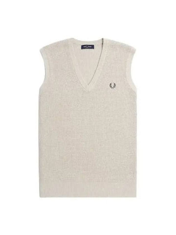 Fred Perry Waffle Stitch Vest Porridge Marl - FRED PERRY - BALAAN 1