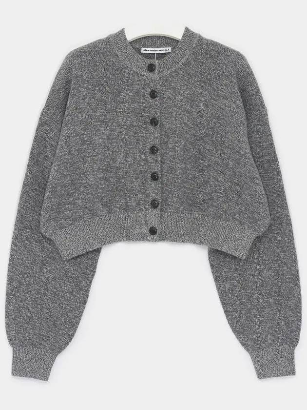 T By Alexander Wang Logo Debossed Cropped Cardigan - ALEXANDER WANG - BALAAN 3