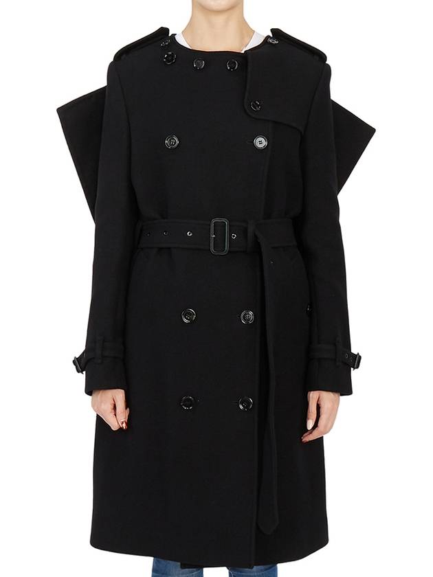 WoMen's Panel Detail Cashmere Wool Blend Trench Coat Black - BURBERRY - BALAAN 5