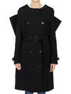 Women's Panel Detail Cashmere Wool Blend Trench Coat Black - BURBERRY - BALAAN 5