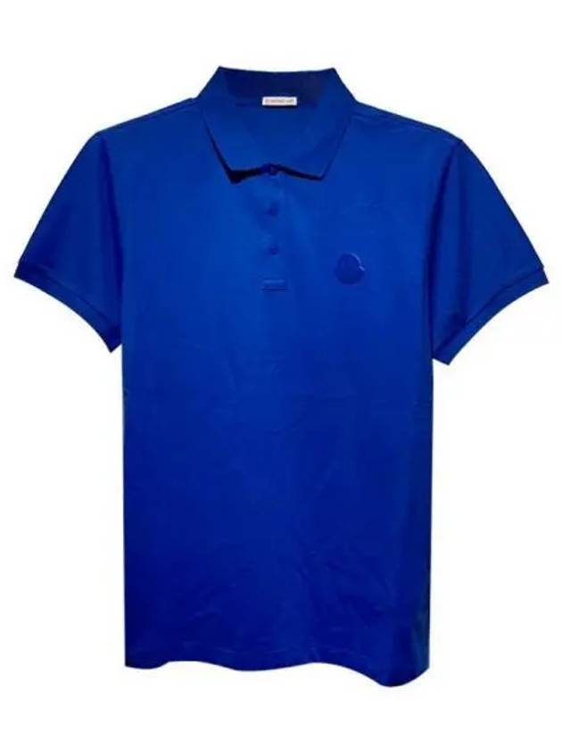 8A71000 83921 708 Color combination rubber logo patch polo t shirt blue men TSH 271615 - MONCLER - BALAAN 1