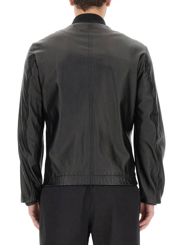 Men's Brand Tag Leather Jacket Black - DOLCE&GABBANA - BALAAN 7