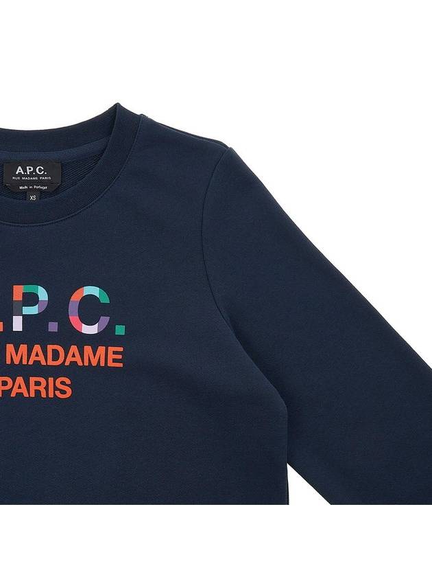 Women's Color Block Logo Sweat Sweatshirt Navy - A.P.C. - BALAAN 5