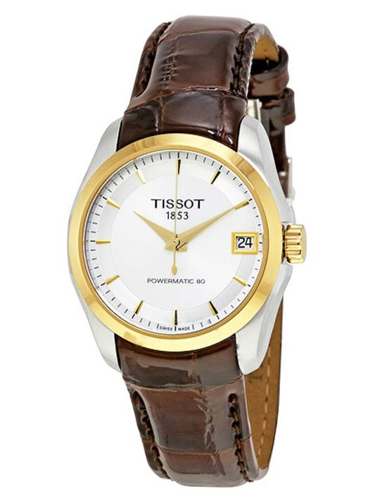 Coutelier Powermatic 80 Silver Dial Transparent Backside Leather Band Watch - TISSOT - BALAAN 1