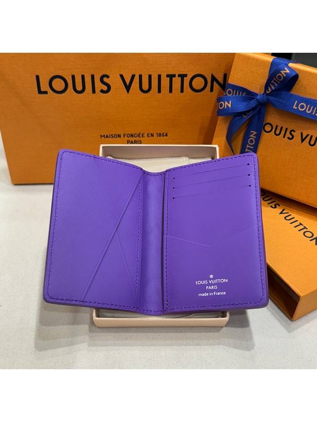 Cowhide Torillon Leather Pocket Card Wallet Purple - LOUIS VUITTON - BALAAN 4