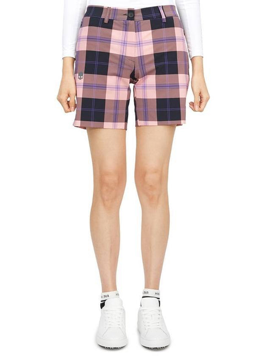 Women's Check Golf Shorts Pink - HYDROGEN - BALAAN 1