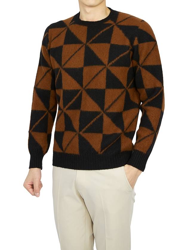 Crew Neck Lambswool Knit Top Brown - DRUMOHR - BALAAN 6