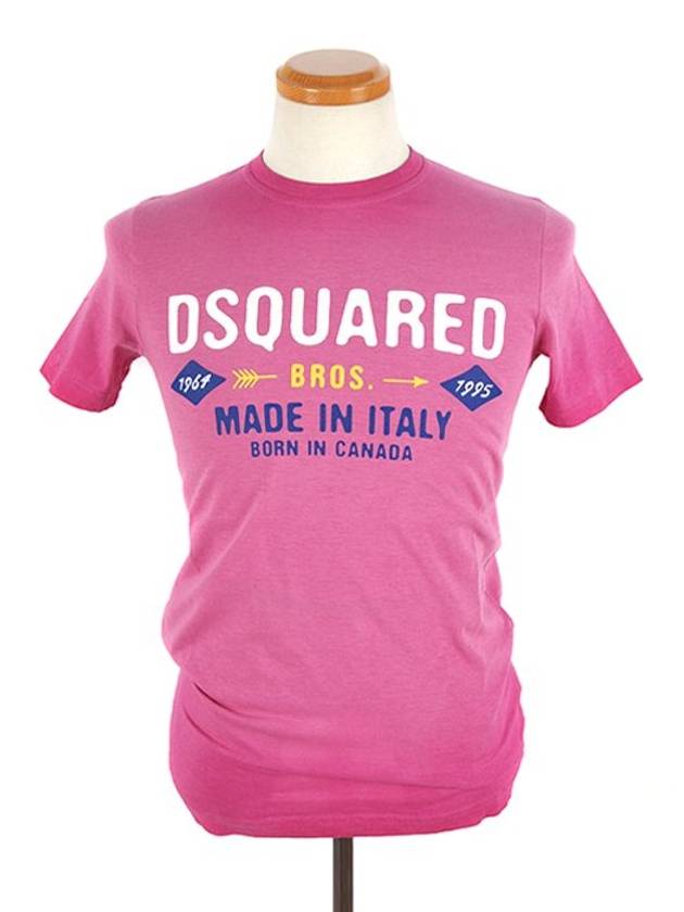 Logo Cotton Short Sleeve T-Shirt Pink - DSQUARED2 - BALAAN 2