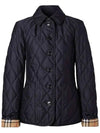 Women's Diamond Quilted Thermoregulated Check Jacket Midnight - BURBERRY - BALAAN 2