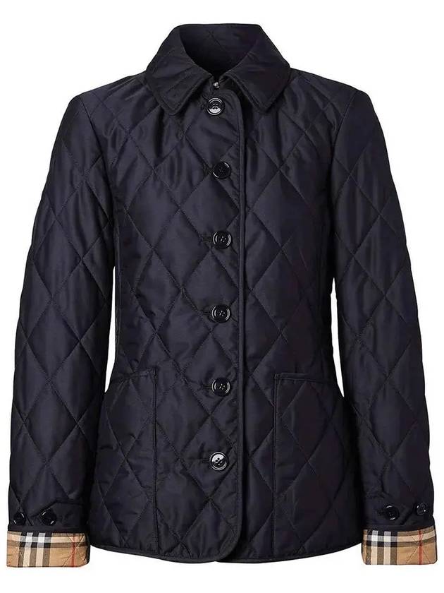 Women's Diamond Quilted Thermoregulated Check Jacket Midnight - BURBERRY - BALAAN 2