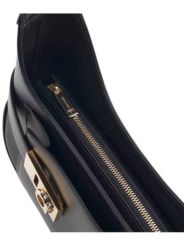 Smooth Caprether Medium Shoulder Bag Black - SALVATORE FERRAGAMO - BALAAN 9