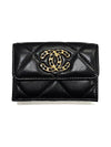 Nineteen Gold CC Logo Lambskin Half Wallet Black - CHANEL - BALAAN.