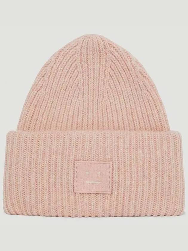 Front logo face patch round crown beanie hat - ACNE STUDIOS - BALAAN 1