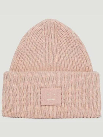 Front logo face patch round crown beanie hat - ACNE STUDIOS - BALAAN 1