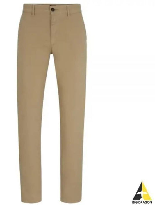 Slim Fit Stretch Cotton Satin Chino Straight Pants Brown - HUGO BOSS - BALAAN 2