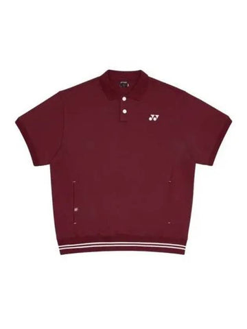 YONEX 235TS023U Burgundy short sleeve collar sweatshirt - YOUNESS - BALAAN 1