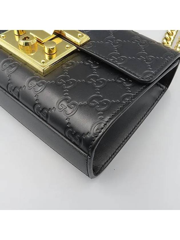 409487 Black color GG logo Cima leather Padlock small gold chain shoulder bag - GUCCI - BALAAN 3