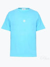 Garment Dyed Lettering One Print Cotton Jersey Short Sleeve T-Shirt Turquoise - STONE ISLAND - BALAAN 2