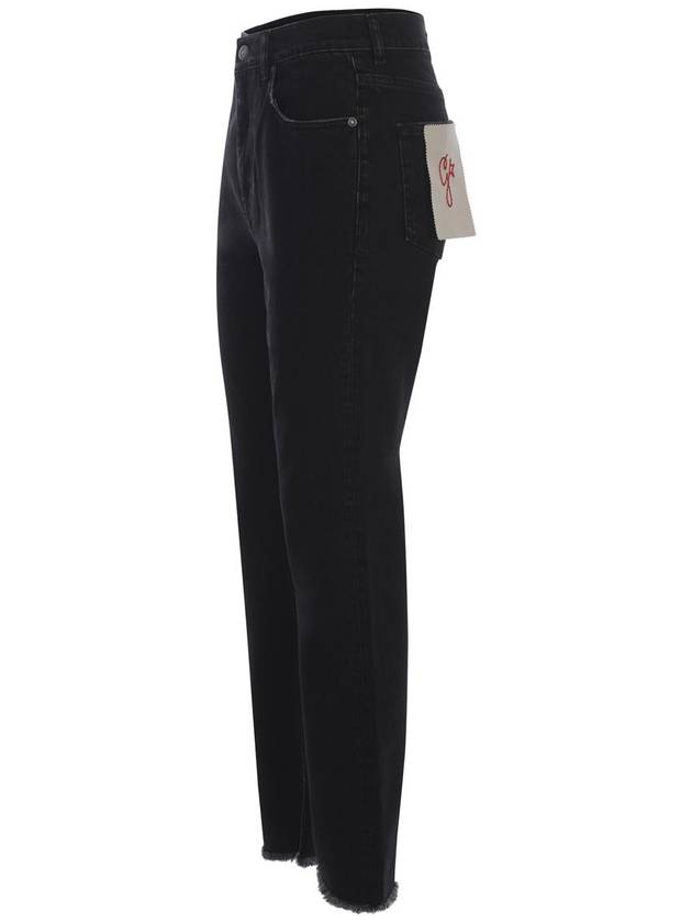 Women's Back Logo Patch High Waist Straight Jeans Black - GOLDEN GOOSE - BALAAN 3