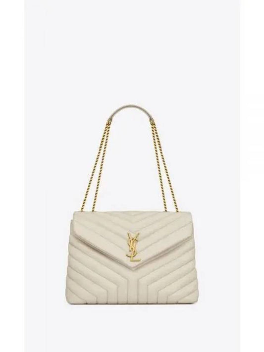 Loulou Matelasse Quilted Y Leather Medium Shoulder Bag Blanc Vintage - SAINT LAURENT - BALAAN 2