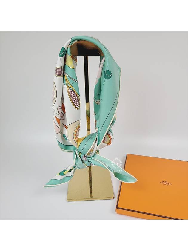 Tea For Two Silk 90 Scarf Jade Green - HERMES - BALAAN 9