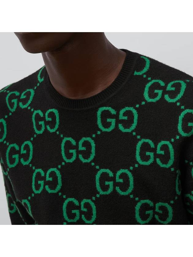 GG Wool Jacquard Knit Top Black Green - GUCCI - BALAAN 5