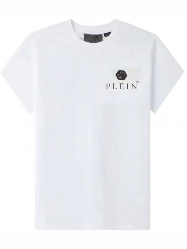 PP Metal Logo Round Short Sleeve T-Shirt White - PHILIPP PLEIN - BALAAN 1