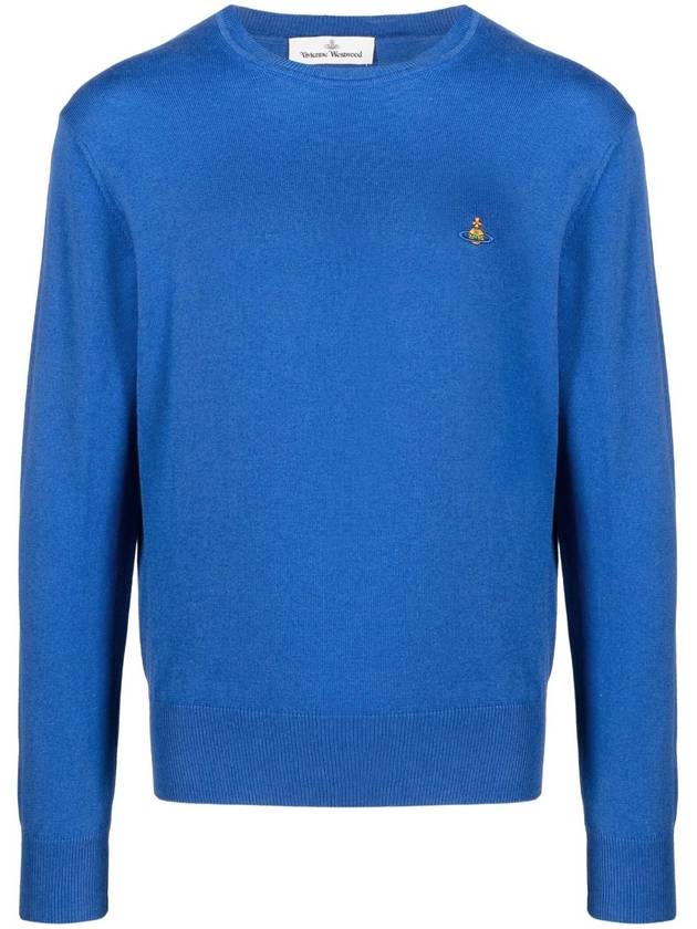 ORB Embroidered Crew Neck Knit Top Blue - VIVIENNE WESTWOOD - BALAAN 2