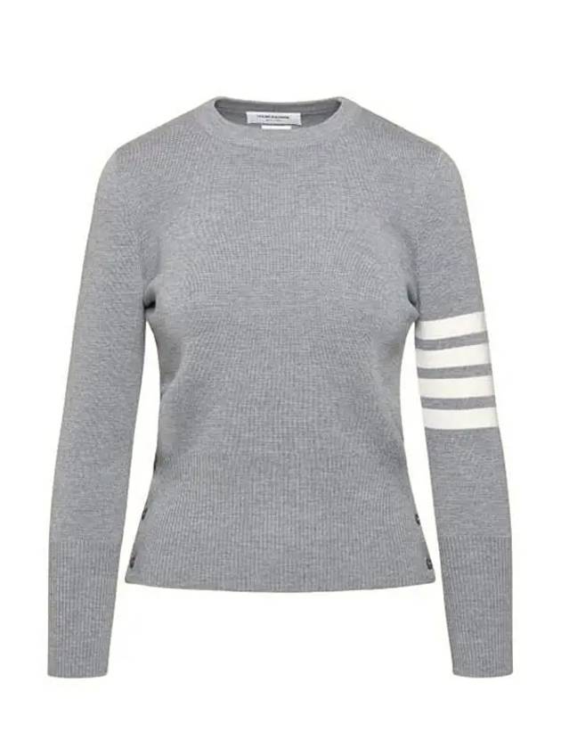 4-Bar Milano Stitch Crew Neck Knit Top Light Grey - THOM BROWNE - BALAAN 2