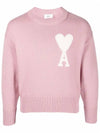 Big Heart Logo Knit Top Pink - AMI - BALAAN 2