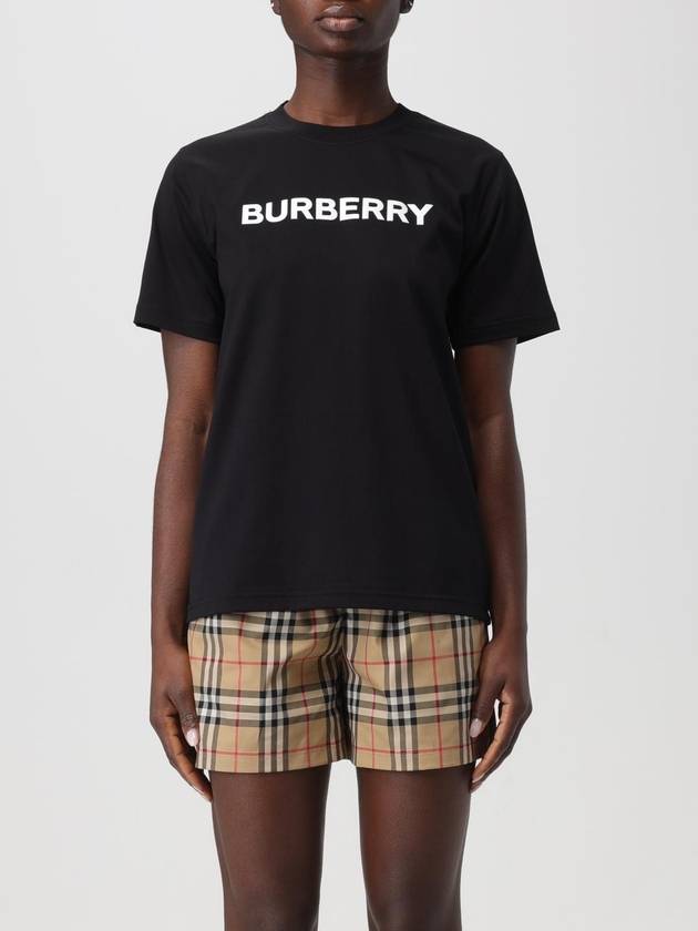 Logo Print Crew Neck Cotton Short Sleeve T-Shirt Black - BURBERRY - BALAAN 2