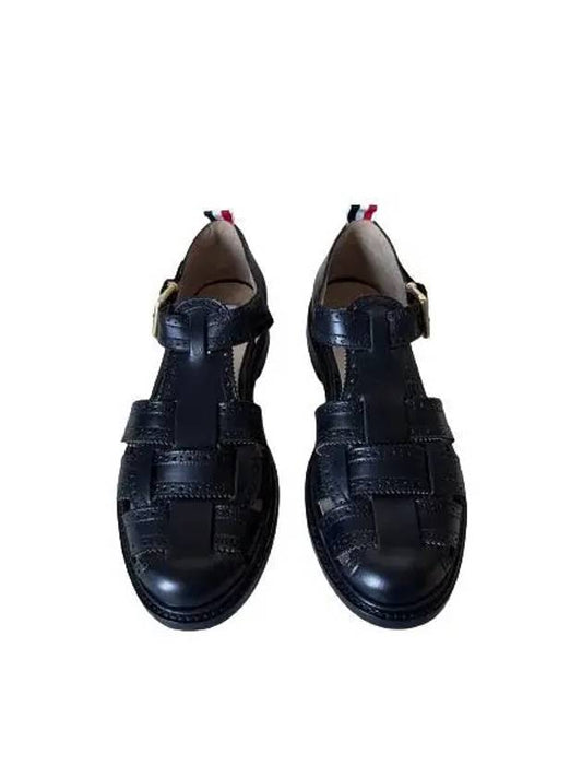 Vitello Brogue Fisherman Calf Leather Sandals Black - THOM BROWNE - BALAAN 2