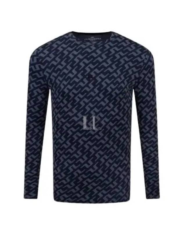 Men's Thor Allover Logo Print Long Sleeve T-Shirt Navy - J.LINDEBERG - BALAAN 2