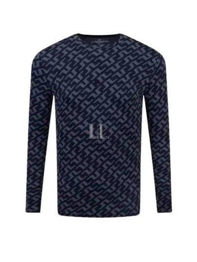 Men's Thor Allover Logo Print Long Sleeve T-Shirt Navy - J.LINDEBERG - BALAAN 2