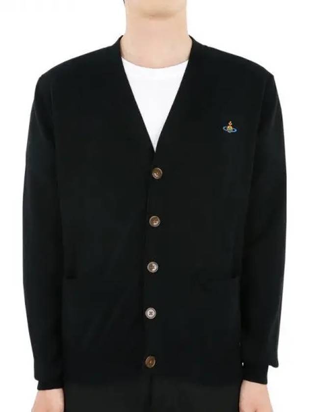 ORB Logo V-Neck Cardigan Black - VIVIENNE WESTWOOD - BALAAN 2