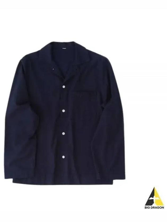 Poplin Pajamas Long Sleeve Shirt Midnight Blue - TEKLA - BALAAN 2