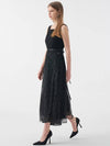 Women's Aster Tool Layered Sequin Wrap A-Line Skirt Black - AME - BALAAN 6