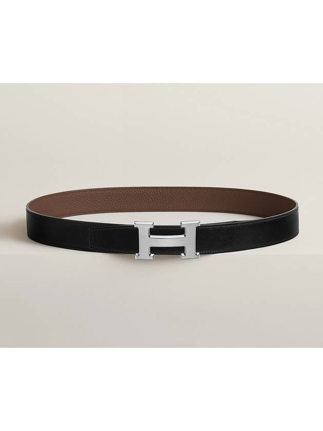 H Buckle 32MM Reversible Leather Belt Noir Etain - HERMES - BALAAN 2