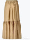 Cotton Poplin Maxi Flounce Long A-Line Skirt Beige - GANNI - BALAAN 2