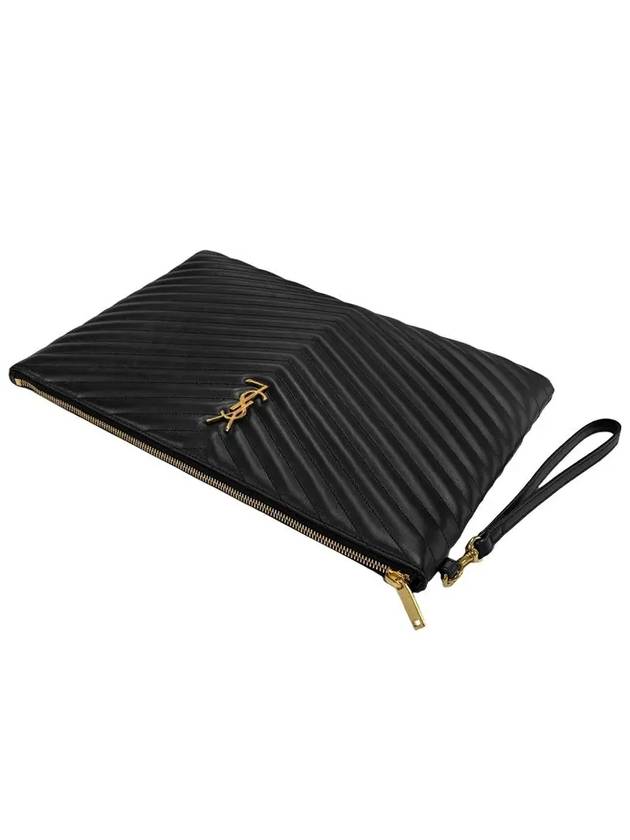 Gold Monogram Matelasse Clutch Bag Black - SAINT LAURENT - BALAAN 4