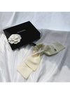 CC logo ribbon hair scrunchie silk scrunch tripe band tie white ivory AAA374 - CHANEL - BALAAN 9