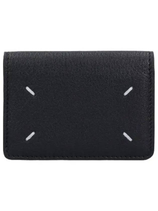 Stitched flap coin pocket half wallet black - MAISON MARGIELA - BALAAN 1