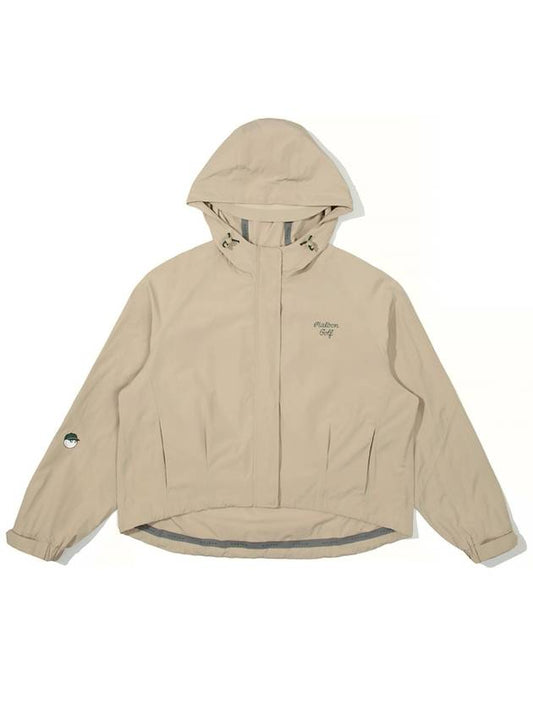 Cropped reflective hoodie jacket BEIGE WOMAN - MALBON GOLF - BALAAN 1