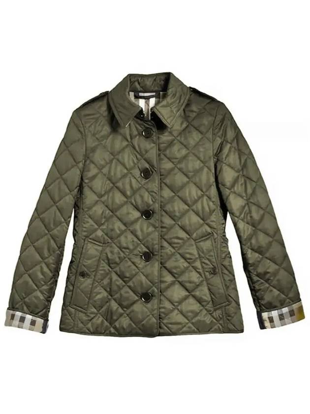 Diamond Quilted Jacket Dark Olive - BURBERRY - BALAAN 2