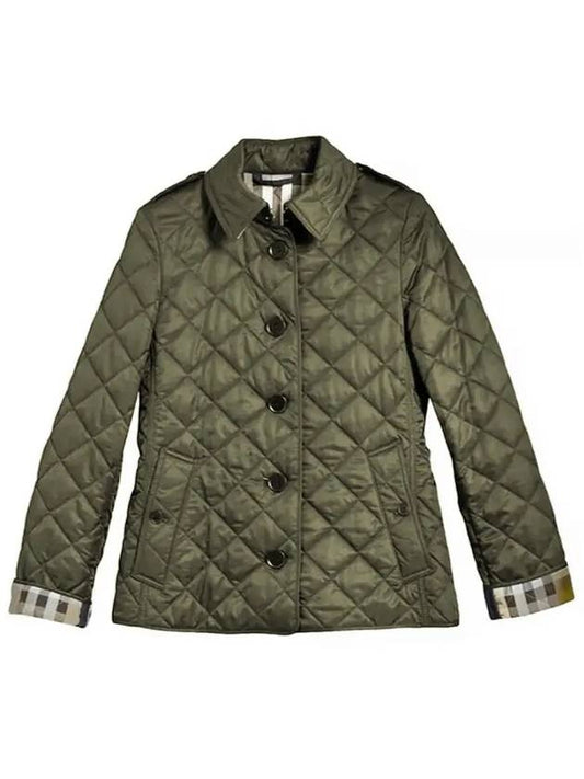 Diamond Quilted Jacket Dark Olive - BURBERRY - BALAAN 2