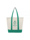 Crown Logo Cotton Tote Bag Natural Verde - SPORTY & RICH - BALAAN 2