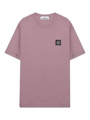 Garment dyeing embroidered logo patch short sleeve men s t shirt - STONE ISLAND - BALAAN 1